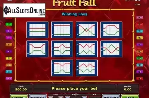 Paytable 3. Fruit Fall from Octavian Gaming