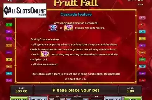 Paytable 4. Fruit Fall from Octavian Gaming