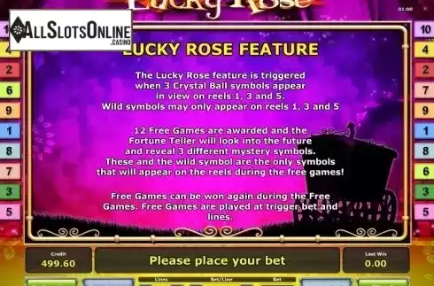 Paytable 3. Lucky Rose from Greentube