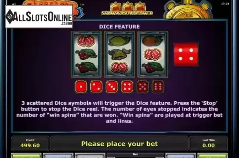 Paytable 4. Super Dice from Greentube