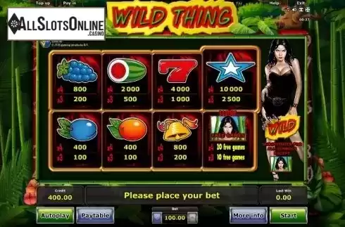Paytable 1. Wild Thing from Greentube
