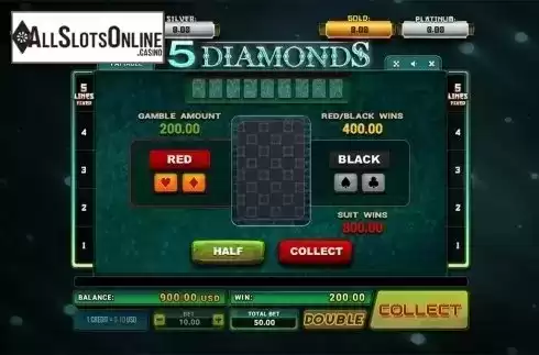 Gamble game screen. 5 Diamonds	 from Betsoft