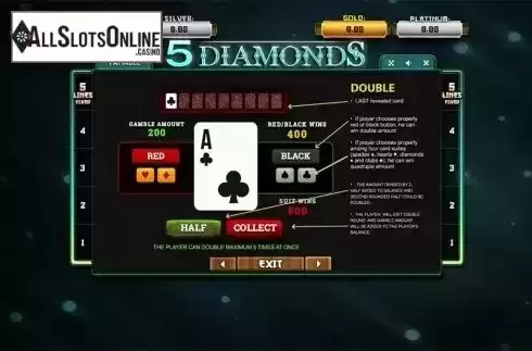 Paytable 3. 5 Diamonds	 from Betsoft