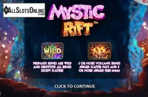 Start Screen. Mystic Rift from Nucleus Gaming