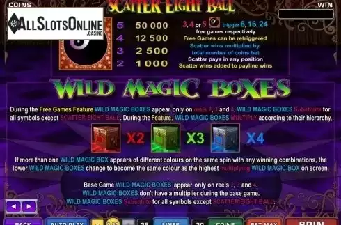 Paytable 1. Magic Boxes from Microgaming