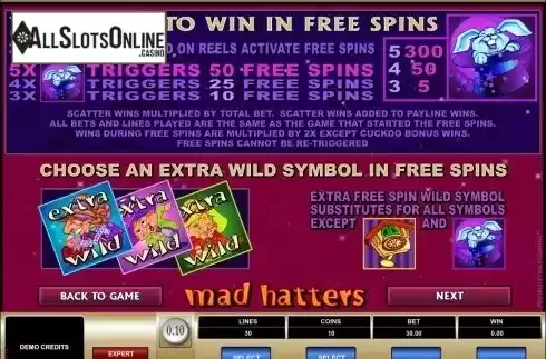Screen3. Mad Hatters from Microgaming