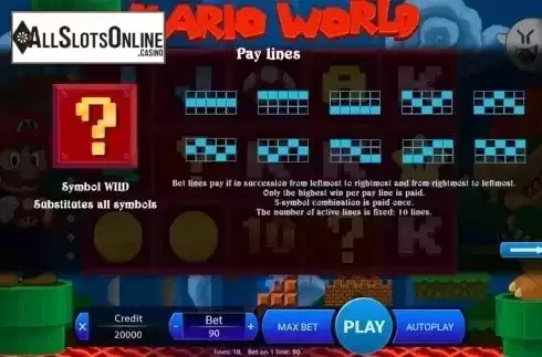 Paytable 2. Mario World from X Play