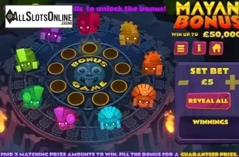Game Screen. Mayan Bonus from Instant Win Gaming