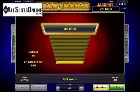 Gamble screen. Mega Chance from Greentube