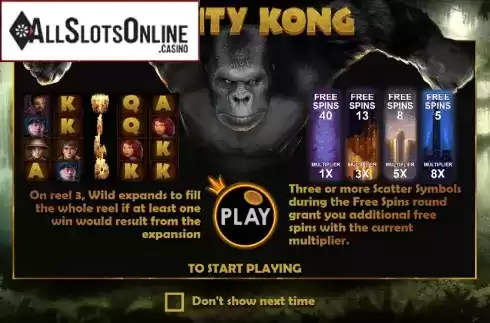 Paytable 1. Mighty Kong from Pragmatic Play