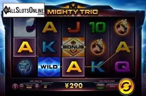 Win Screen 2. Mighty Trio from Skywind Group