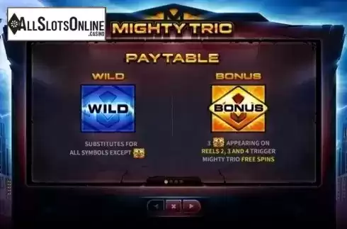 Paytable 1. Mighty Trio from Skywind Group