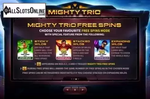 Paytable 3. Mighty Trio from Skywind Group