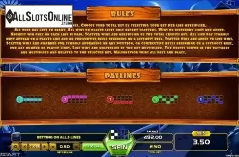 Paytable 2. Money Farm from GameArt