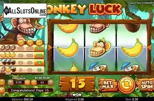 Win screen. Monkey Luck from Swintt