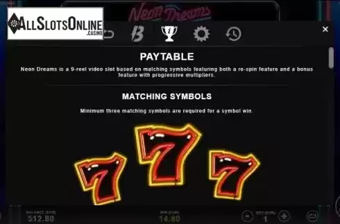 Paytable 1