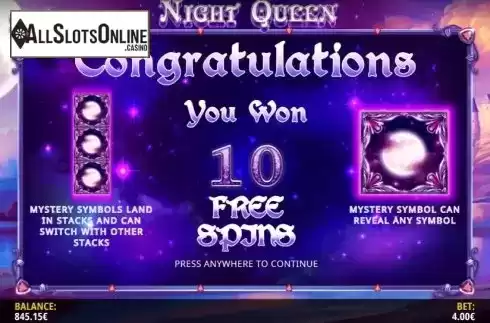 Free Spins 1. Night Queen from iSoftBet