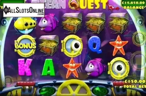 Free spins win screen. Ocean Quest from Games Warehouse