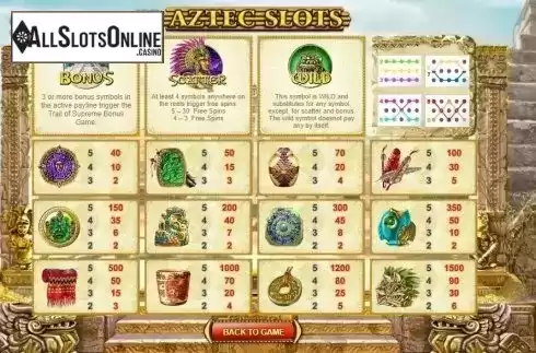 Paytable . Aztec Slots from GamesOS