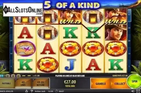 Win Screen. Action Jack from IGT