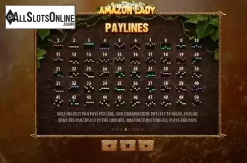 Paytable 4. Amazon Lady from Skywind Group