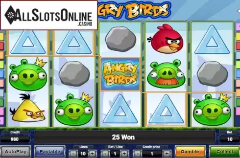 Win Screen. Angry Birds from Novomatic
