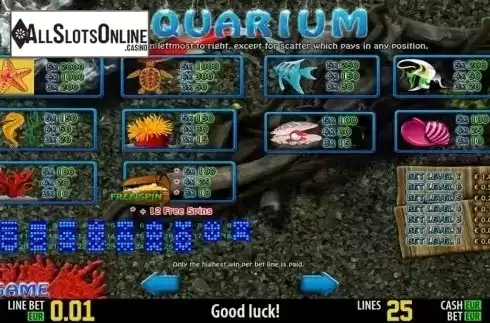 Paytable 1. Aquarium HD from World Match