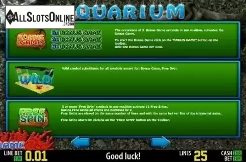Paytable 2. Aquarium HD from World Match