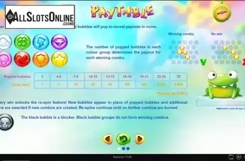 Paytable . Bubble Rama from Espresso Games