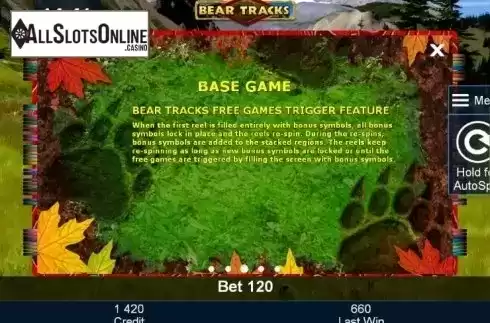 Paytable 3. Bear Tracks from Greentube