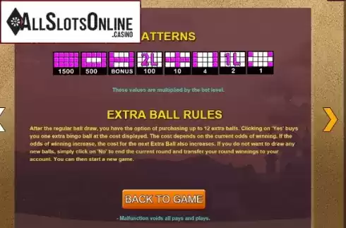 Extra Ball Screen. Bingo Genie from Caleta Gaming
