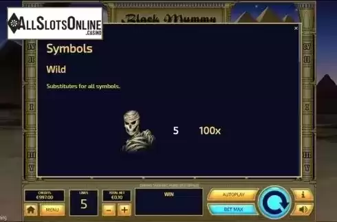 Paytable 1. Black Mummy from Tom Horn Gaming