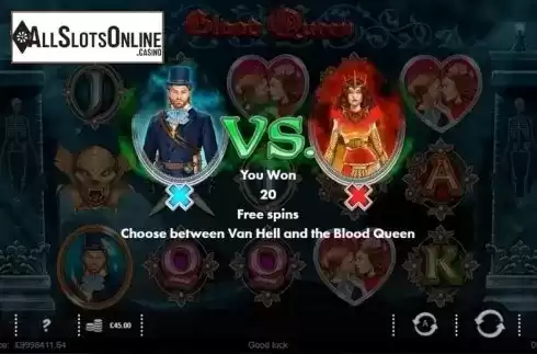 Free Spins screen. Blood Queen from IronDog
