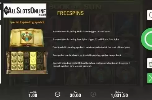 Free Spins. Book of Sun from Booongo
