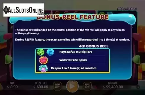 Features screen. Candy Mania from KA Gaming