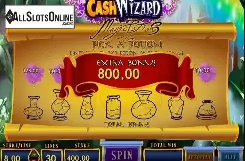 Win Presentation screen. Cash Wizard from Bally