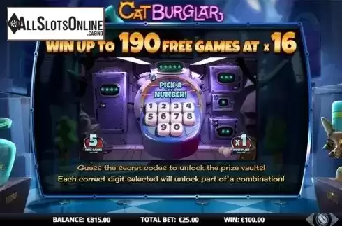 Bonus game intro screen. Cat Burglar from GamesLab