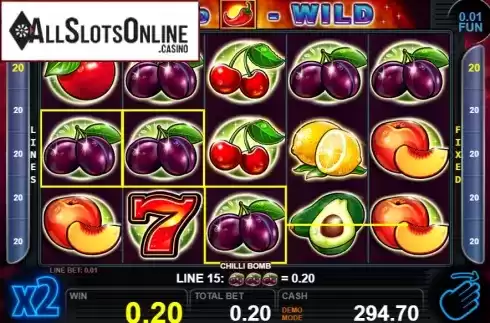 Win screen 2. Chilli Bomb from Casino Technology