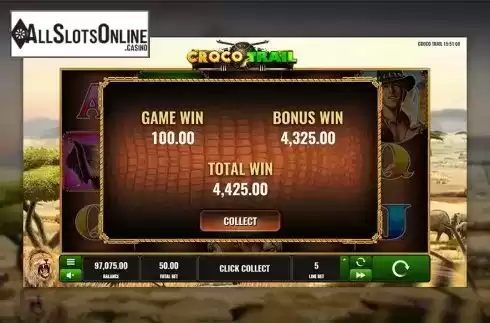 Total win screen. Croco Trail from Playreels