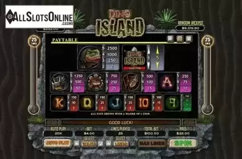 Paytable. Dino Island from RTG
