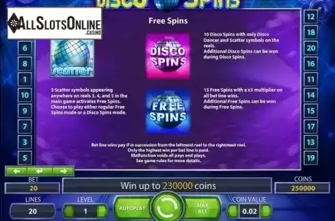 Screen7. Disco Spins from NetEnt