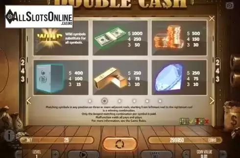 Paytable 2. Double Cash from Fugaso