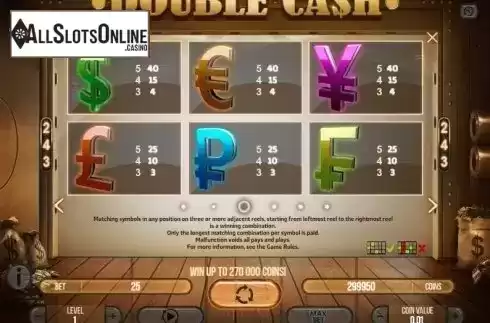 Paytable 3. Double Cash from Fugaso