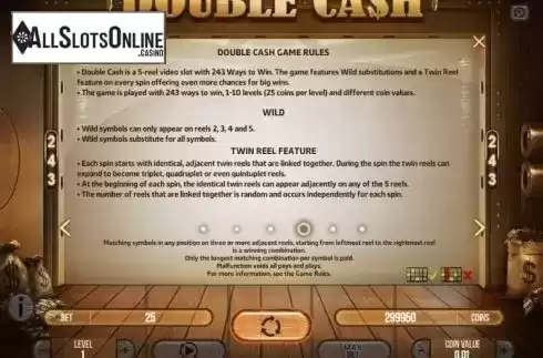 Paytable 4. Double Cash from Fugaso
