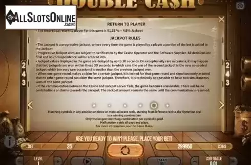 Paytable 5. Double Cash from Fugaso