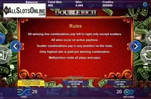 Game Rules. Double Rich from DLV