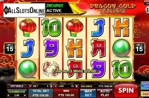 Win screen. Dragon Gold from Spadegaming