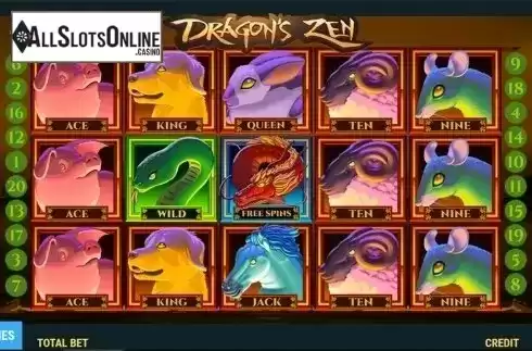 Reels screen. Dragon's Zen from Slot Factory