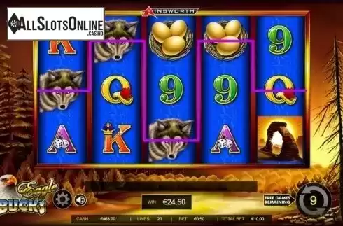 Free spins screen 1. Eagle Bucks from Ainsworth