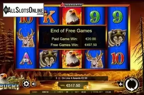 Free spins screen 4. Eagle Bucks from Ainsworth